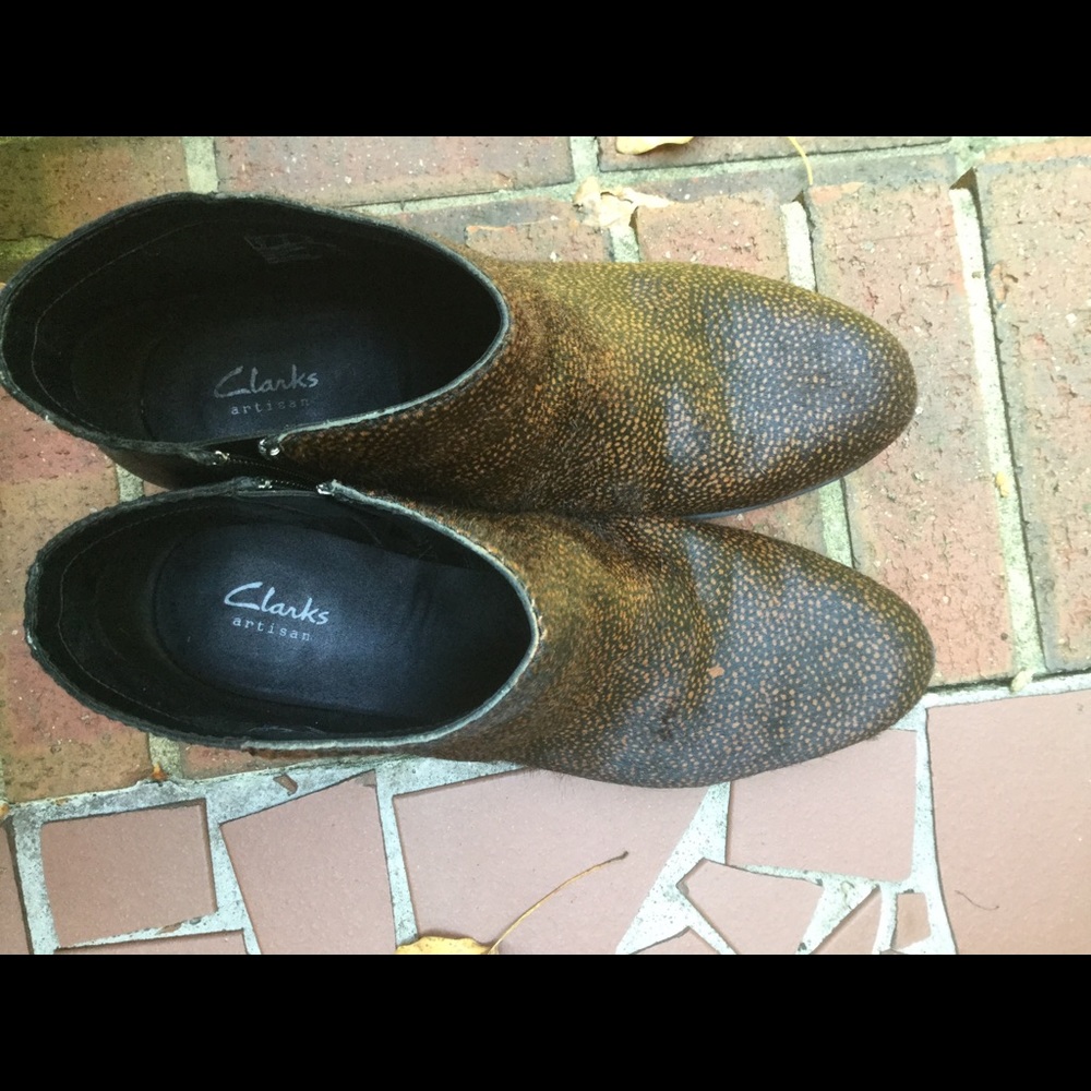 Clark’s black and safari bootie